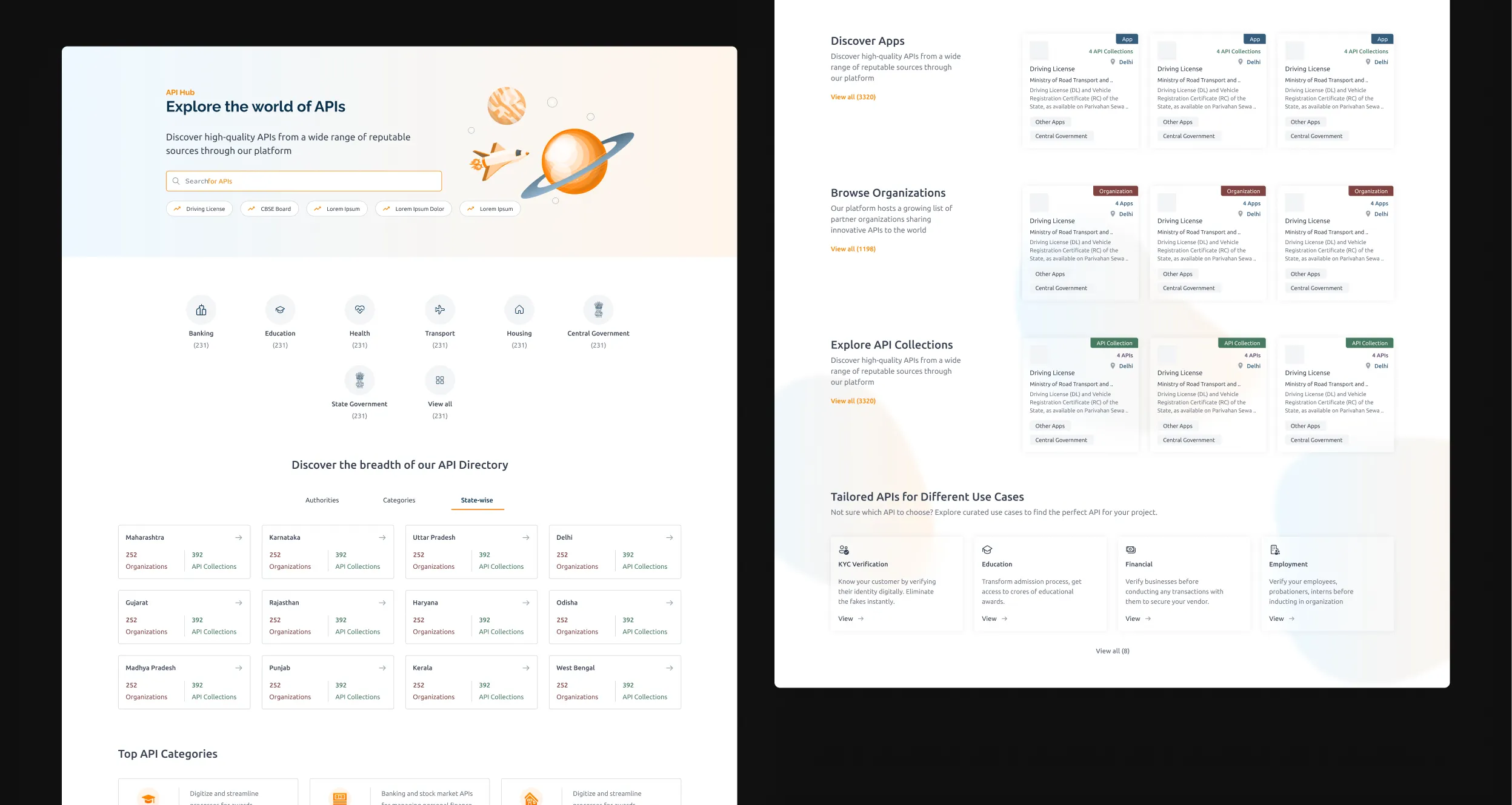 Redesigned API directory page